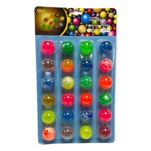 BALL 32MM HIGH BOUNCE RAINBOW NEON 24PCE ON CARD
