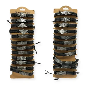 GOTHIC LEATHER BRACELET  CARD X 12 (CTN QTY 72)
