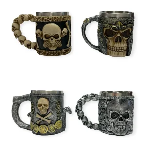 TANKARD SKULL 4 ASSORTED (CTN QTY 18)