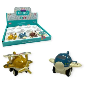 DIE CAST 9CM RETRO HOLIDAY PLANE CDU X 12 (CTN QTY 72)