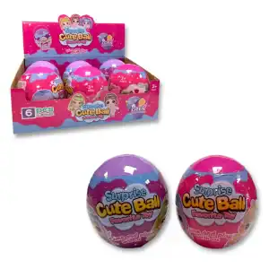14CM SURPRISE OVAL BALL WITH MINI TOYS CDU X 6 (CTN QTY 36)