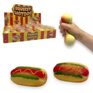 SQUEEZY 9CM HOTDOG CDU X 12 (CTN QTY 72)