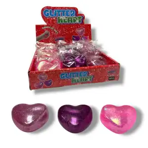 7CM GLITTER MALTOSE HEART IN CDU X 12 (CTN QTY 72)