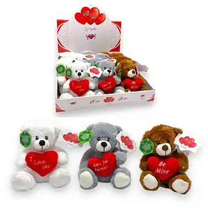 6″ SLOGAN HUGS HEART BEAR IN CDU X 12